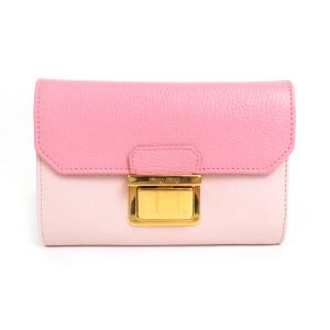 ミュウミュウ MIUMIU 二つ折り財布 レザー ピンク｜brandvalue-store