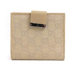 GUCCI（グッチ） 二つ折り財布 GGキャンバス ベージュ : ブランド
