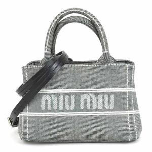 ミュウミュウ MIUMIU ハンドバッグ 斜め掛けショルダーバッグ キャンバス ブラック系｜brandvalue-store