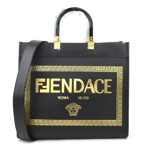 フェンディ FENDI ハンドバッグ ショルダーバッグ FENDACE フェンダーチェ レザー ブラック｜brandvalue-store