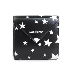 バレンシアガ BALENCIAGA 三つ折り財布 レザー ブラック×ホワイト｜brandvalue-store