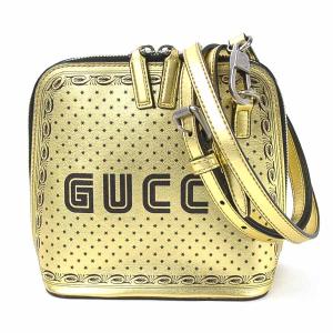 グッチ GUCCI 斜め掛けショルダーバッグ GUCCY レザー ゴールド/ブラック｜brandvalue-store