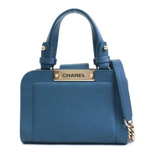 シャネル CHANEL ハンドバッグ 斜め掛けショルダーバッグ マトラッセ レザー/メタル ダークブルー/ゴールド｜brandvalue-store