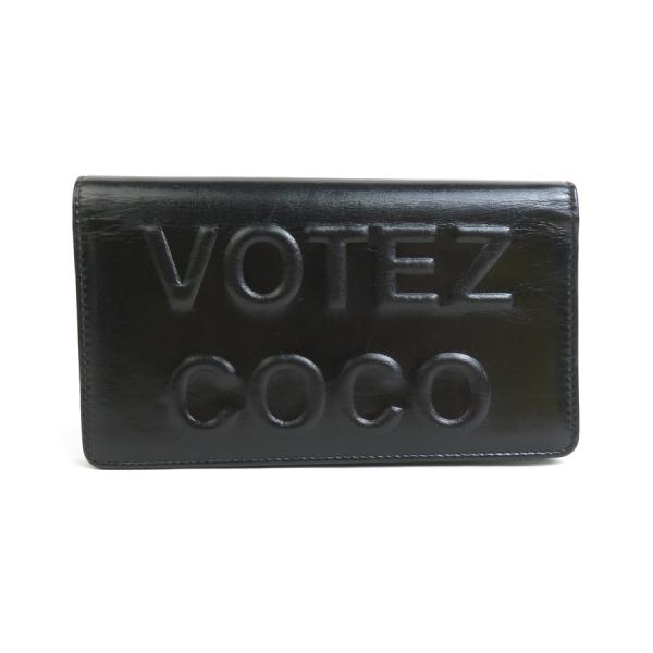 シャネル CHANEL 二つ折り長財布 VOTEZ COCO レザー ブラック