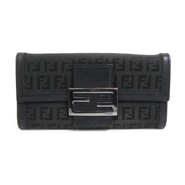 フェンディ FENDI 長財布 ズッキーノ キャンバス/レザー ブラック