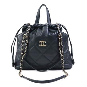 シャネル CHANEL ハンドバッグ ショルダーバッグ レザー ブラック