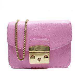 フルラ FURLA 斜め掛けショルダーバッグ メトロポリタン レザーx金属素材 ピンク系xゴールド ...