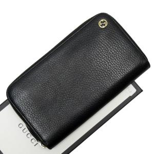 グッチ GUCCI ラウンドファスナー長財布 インターロッキングG レザー ブラックxゴールド 定番人気