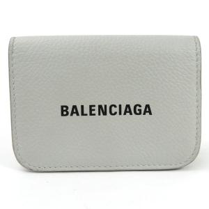 バレンシアガ BALENCIAGA 三つ折り財布 レザー ライトグレー×ブラック｜brandvalue-store