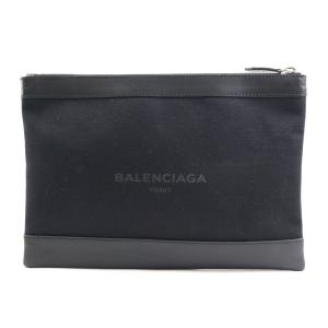 バレンシアガ BALENCIAGA クラッチバッグ キャンバス/レザー ブラック｜brandvalue-store
