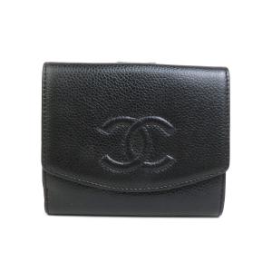 シャネル CHANEL 二つ折り財布 ココマーク レザー ブラック｜brandvalue-store