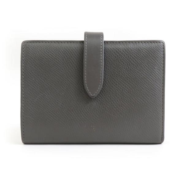 セリーヌ CELINE 二つ折り財布 ミディアムストラップウォレット レザー グレー