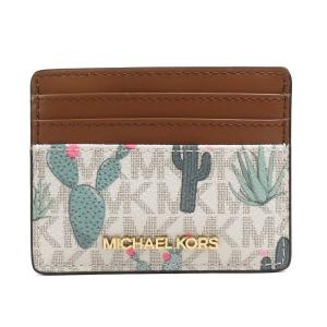 マイケルコース Michael Kors パスケース レザー ブラウン×アイボリー系