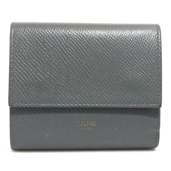 セリーヌ CELINE 三つ折り財布 レザー グレー