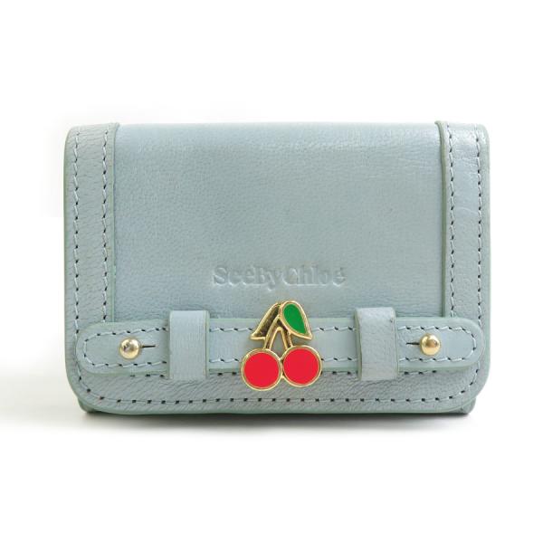 シーバイクロエ SEE BY CHLOE 三つ折り財布 レザー ライトブルー