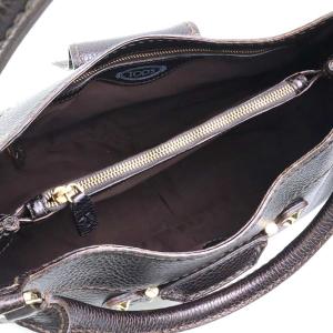 トッズ TOD’S ハンドバッグ レザー ブラウンの詳細画像4