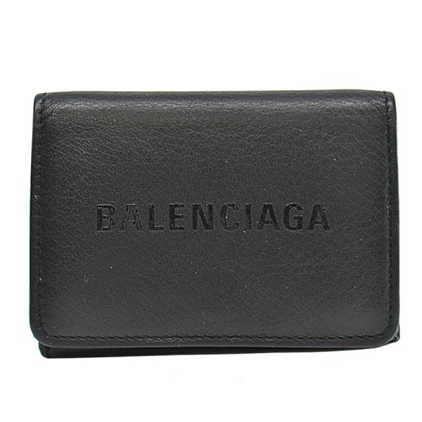 バレンシアガ BALENCIAGA 三つ折り財布 レザー ブラック