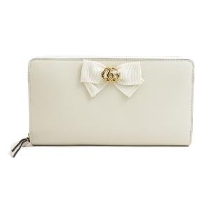 GUCCI グッチ ラウンドファスナー長財布 レザー ホワイト
