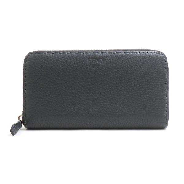 フェンディ FENDI ラウンドファスナー長財布 レザー グレー