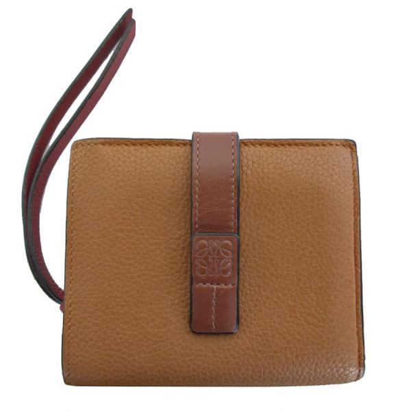 ロエベ LOEWE 二つ折り財布 レザー ブラウン/バーガンディ