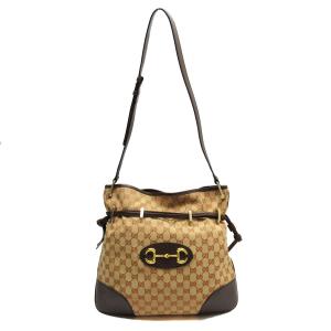 グッチ GUCCI ショルダーバッグ GGキャンバス ホースビット キャンバス/レザー オレンジベージュ/ブラウン｜brandvalue-store