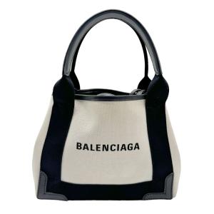 バレンシアガ BALENCIAGA ハンドバッグ ショルダーバッグ ネイビーカバXS キャンバス アイボリー×ブラック｜brandvalue-store