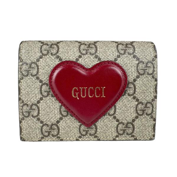 グッチ GUCCI 二つ折り長財布 GGスプリームキャンバス ブラウン/ダークレッド