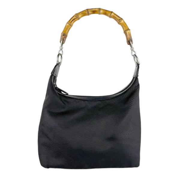 グッチ GUCCI ショルダーバッグ バンブー ナイロンキャンバス ブラック