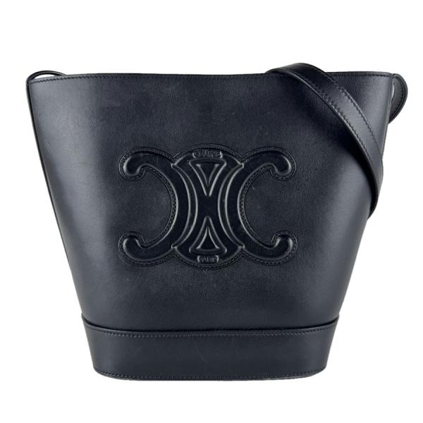 セリーヌ CELINE ショルダーバッグ スモール バスケット キュイル トリオンフ  レザー ブラ...