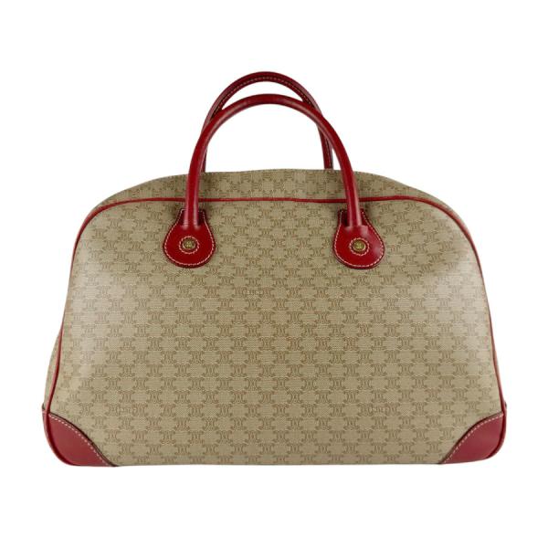セリーヌ CELINE ハンドバッグ マカダム PVCコーティングキャンバス/レザー ベージュ/レッ...