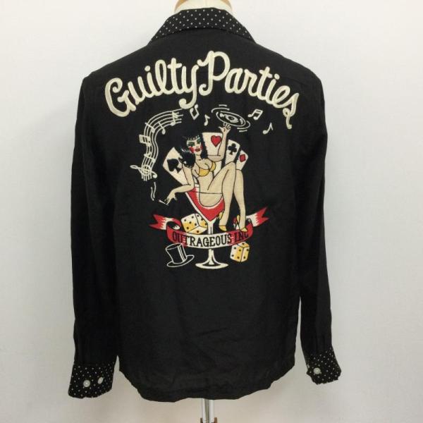 ワコマリア キュプラ100％ 襟・袖ドット柄 オープンカラー 長袖シャツ シャンパンガール・トランプ...