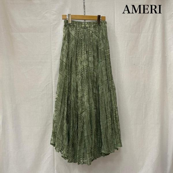 アメリ 総レースプリーツロングスカート green M M 50138530 50138530
