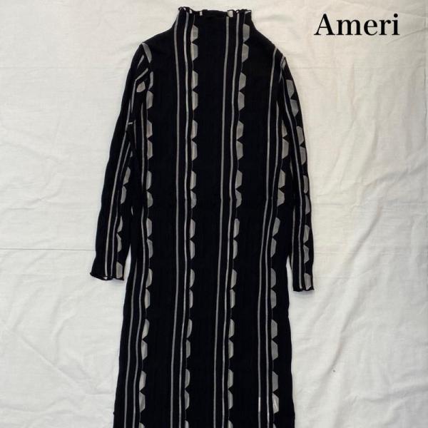 アメリ メディシアージオメトリックニットドレス 幾何学模 black FREE FREE 50140...
