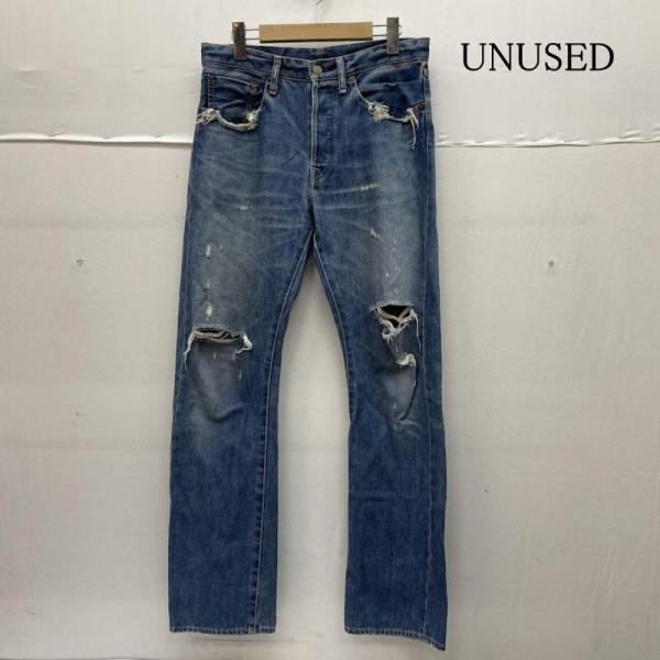 アンユーズド ストレート パンツ デニム クラッシュ加工 ダメージ加工 ボタンフライ UW0105 ...