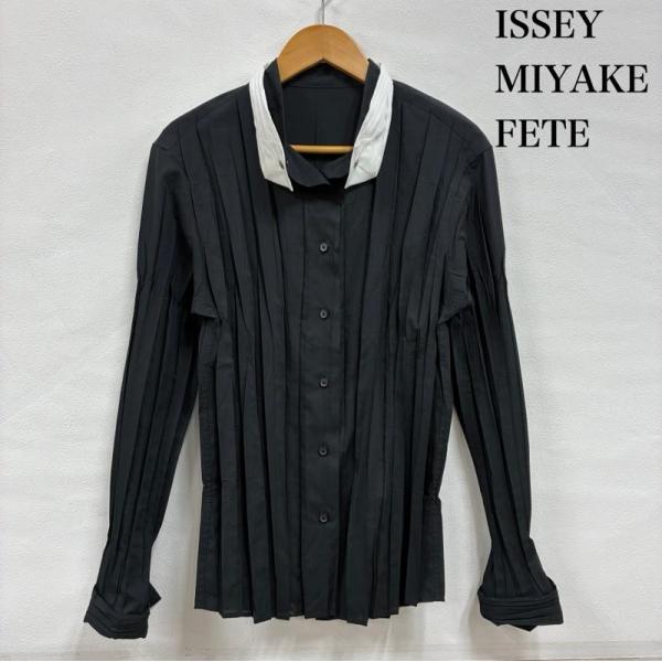 イッセイミヤケ FETE 2WAY カラー プリーツ ロングスリーブ シャツ モノトーン IF82F...