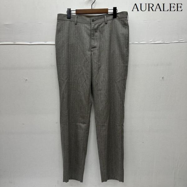オーラリー WOOL SILK HERRINGBONE NARROW PANTS シルク混 テーパー...