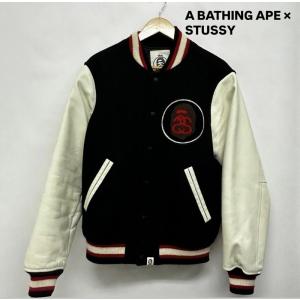 アベイシングエイプ A BATHING APE x STUSSY スタジアムジャケット 刺繍ワッペン M 50145407 50145407