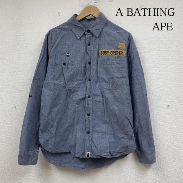 アベイシングエイプ BUSY OPERTR CHAMBRAY SHIRT バックロゴ シャンブレー ...