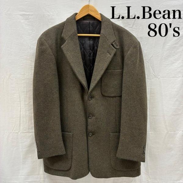 エルエルビーン 80s USA製 シンサレート 中綿 キルティング 3釦 ツイード テーラードジャケ...