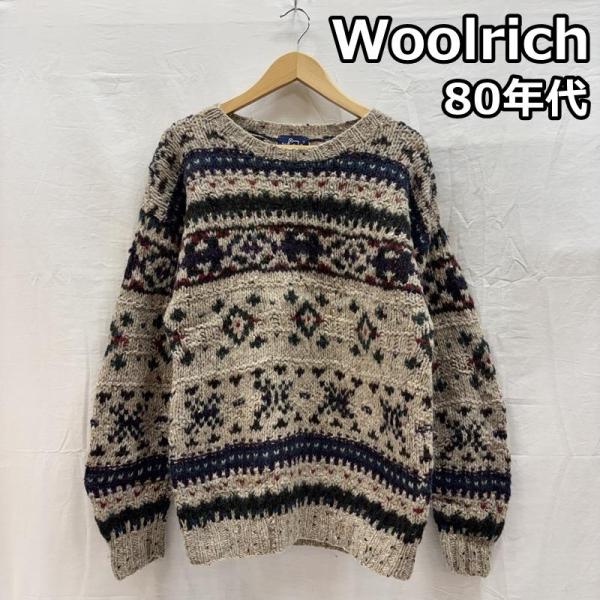 ウールリッチ 80年代 ビンテージ 紺タグ ノルディック クルーネック ニット セーター 80s V...