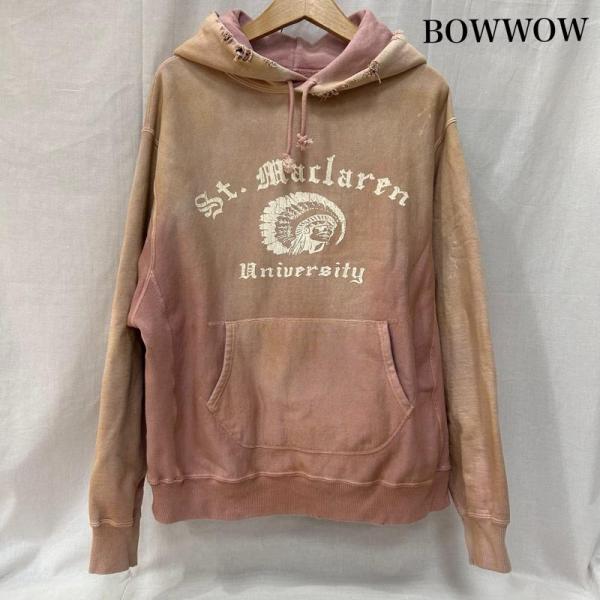 バウワウ ST. MACLAREN UNIV. HOODIE AGED pink L 日本製 ダメー...