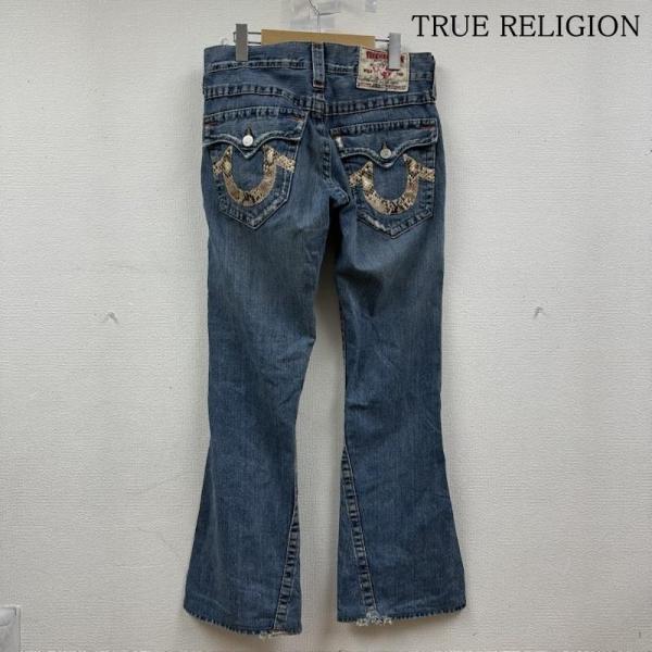 トゥルーレリジョン JOEY ローライズ ブーツカット フレア デニム パンツ パイソン レザー 3...