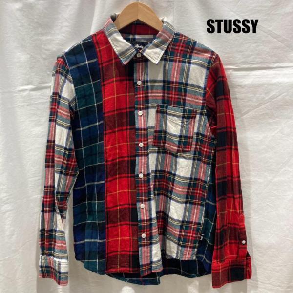 ステューシー コットン100% マドラスチェック クレイジーパターン パッチワーク レッド グリーン...