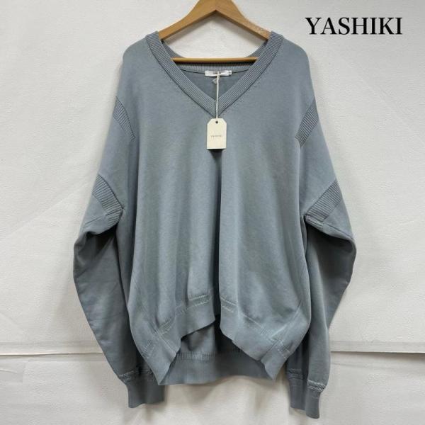 ヤシキ attic 別注 ニット Vネック 日本製 ICE BLUE 2 50152308 5015...