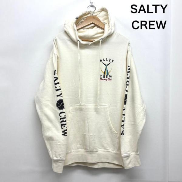 ＵＳＥＤ古着 SALTY CREW ソルティクルー パーカー クリーム色 象牙 魚 スクリーンプリン...