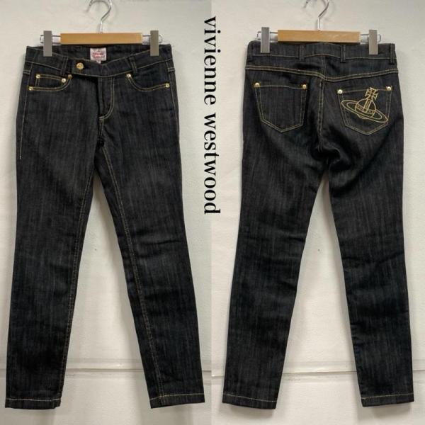 ヴィヴィアンウエストウッド オーブ ロゴ 刺繍 ブラック デニム ジーンズ スキニー ジッパーフライ...