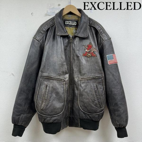 エクセル Budweiser 刺繍 フライト レザー ジャケット XL 50153788 50153...