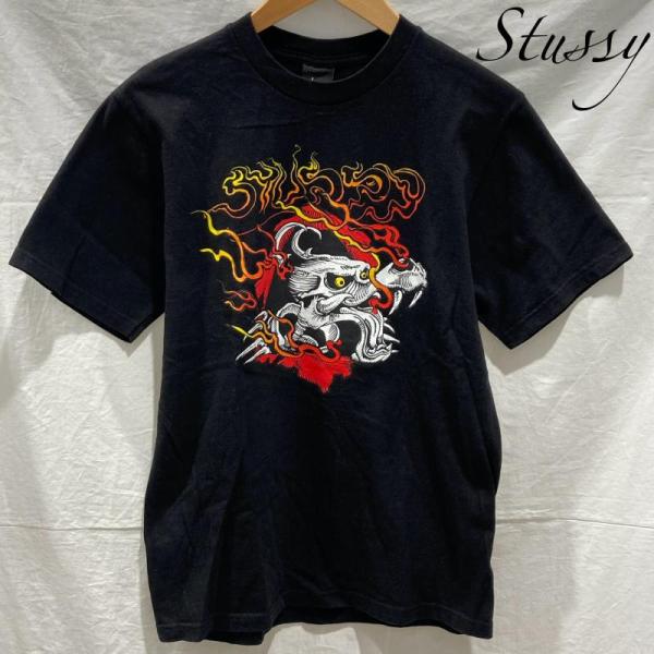 ステューシー RN 94974 CA28629 ドラゴンスカル プリントTシャツ コットン100％ ...