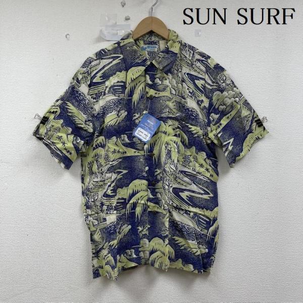 サンサーフ デッドストック John Severson 版画 ヤシの木 半袖 アロハ シャツ JS3...