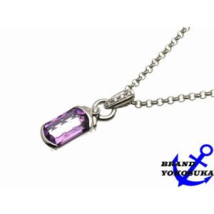 827 TASAKI 田崎真珠 Pt900 D0.06ct アメジスト3.99ct Pt850チェーン レクタングル ネックレス プラチナ ダイヤ パープル 女性 送料無料｜brandyokosuka